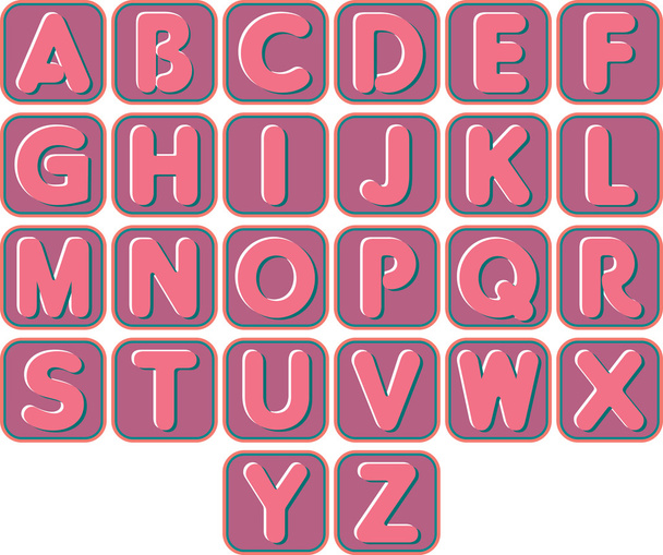 Complete color set of English alphabets, rounded square shape - Vector, Image