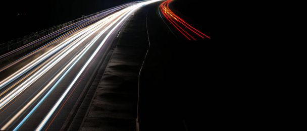 lights of cars with night. long exposure - Foto, Imagem