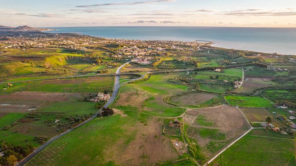 Aerial View of Agrigento at Sunset, Sicily, Italy, Europe, World Heritage Site - Photo, Image