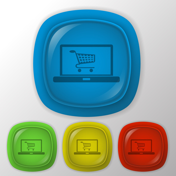 Laptop with symbol shopping cart - Vector, imagen