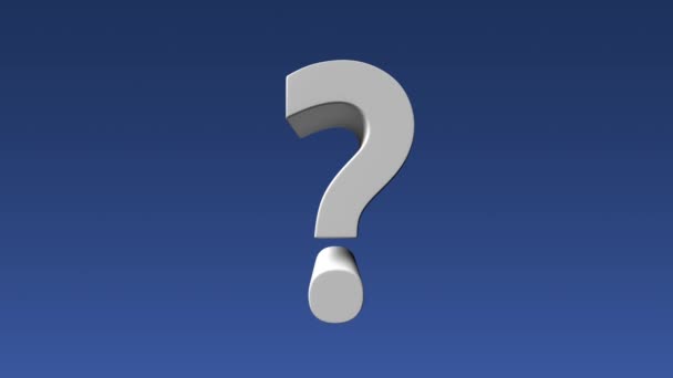 White question mark on blue background. It's rotating. Clip is easy to loop. There is copy space in the left. 3d rendering. - Footage, Video