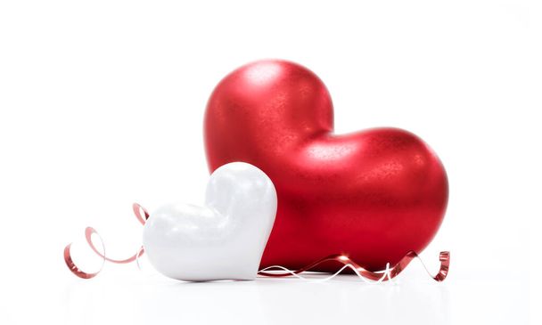 Beautiful hearts on white background for happy valentines day, 3D Rendering - Photo, Image