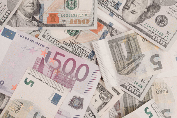 US dollar and Euro banknote money - Photo, Image