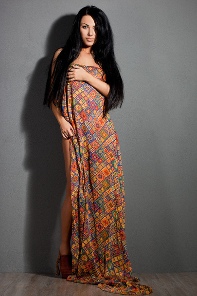 Elegant fashionable woman with cloth - Foto, Imagem