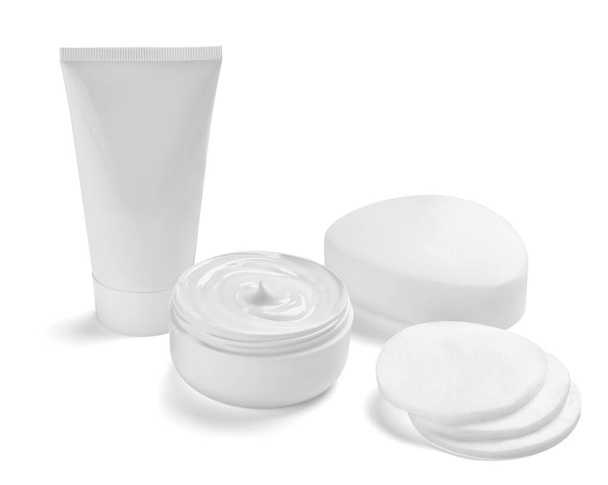 white cream container jar beauty moisturizer tube soap - Фото, изображение