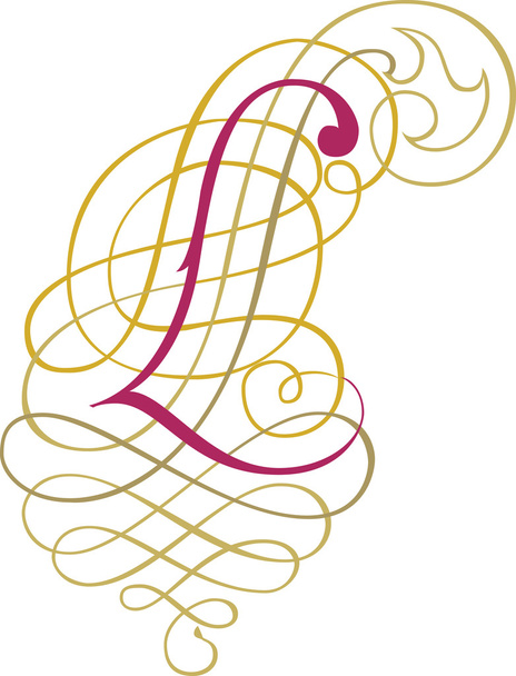 Каллиграфические английские алфавиты, модная и стильная буква L
 - Вектор,изображение