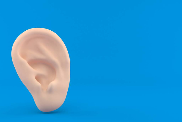 Ear isolated on blue background. 3d illustration - Foto, immagini