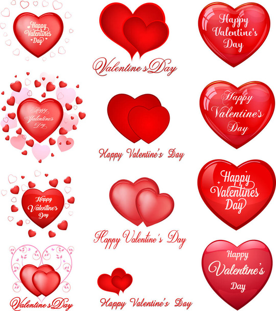 set of valentines day greeting card template - Vector, afbeelding