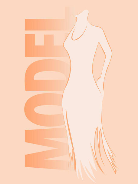 ilustração com uma imagem estilizada de um manequim em tons de coral para o design de publicidade e roupas de modelagem salões - Vetor, Imagem