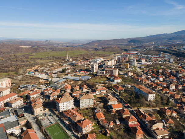 Amazing Aerial view of historical town of Peshtera, Pazardzhik region, Bulgaria - 写真・画像