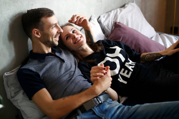 Lifestyle. Lovely couple at home - Photo, image