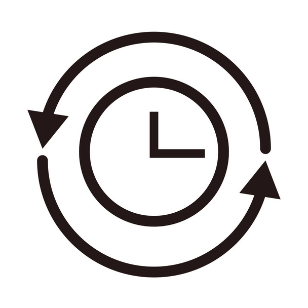 Ikona vektoru hodin představující posun času. Jednoduchý plochý design. - Vektor, obrázek