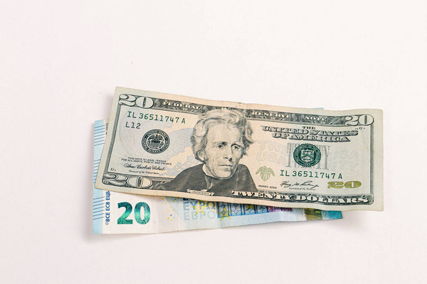 US dollar and Euro banknote money - Foto, imagen