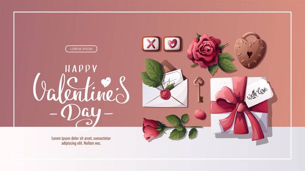 valentine's day  greeting card, vector background - Vector, imagen