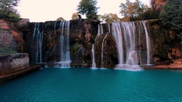 Big river waterfall at river Pliva in Bosnia and Herzegovina. - Footage, Video
