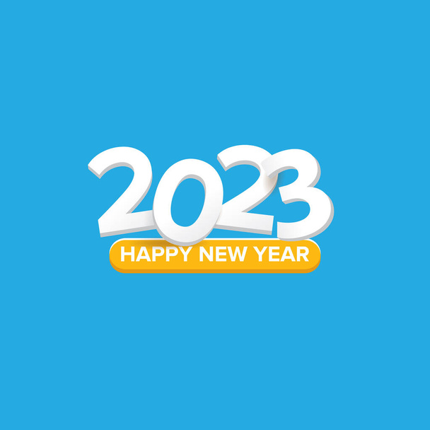 2023 Happy new year creative design background or greeting card with text. Vector 2023 new year numbers isolated on blue background - Vector, afbeelding