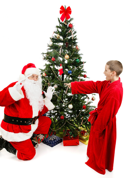 Boy Surprises Santa Claus - Zdjęcie, obraz