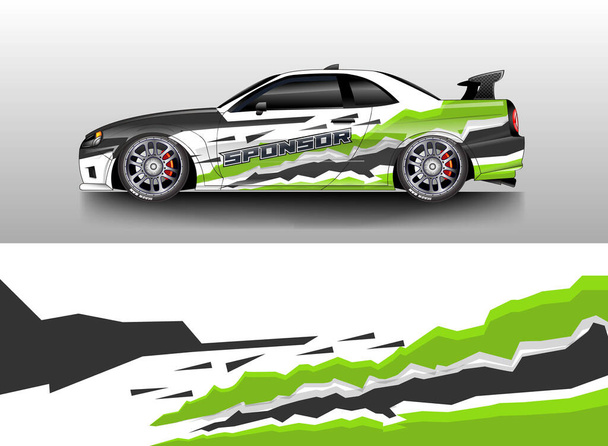 Decal Car Wrap Design Vector. Graphic Abstract Stripe Racing Background For Vehicle - Vector, Image