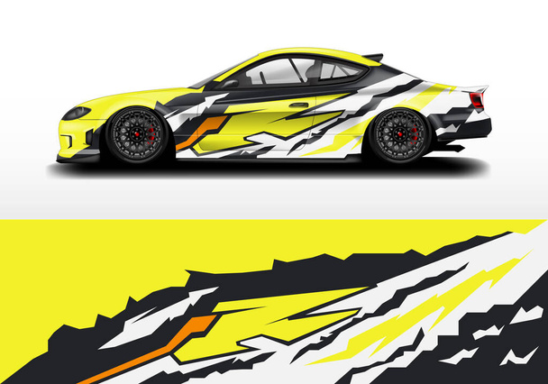 Decal Car Wrap Design Vector. Graphic Abstract Stripe Racing Background For Vehicle, Race car, Rally, Drift . Ready Print File - Vector, Image