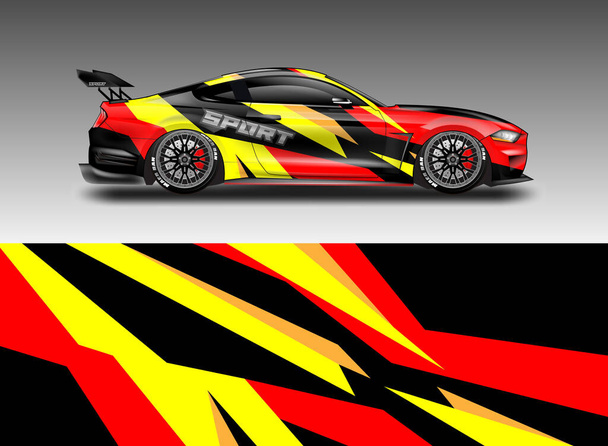 Car Wrap Vector Design , Decal Livery Background For Vehicle - Vector, Image