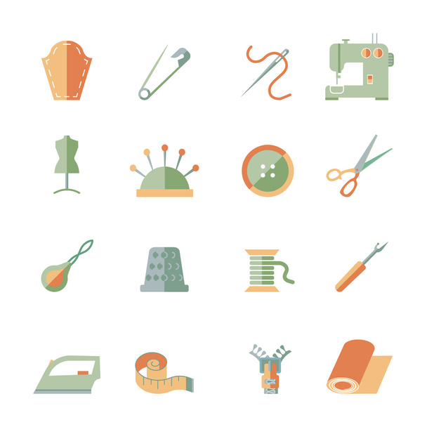 Sewing Equipment Icons Set - Vector, Image