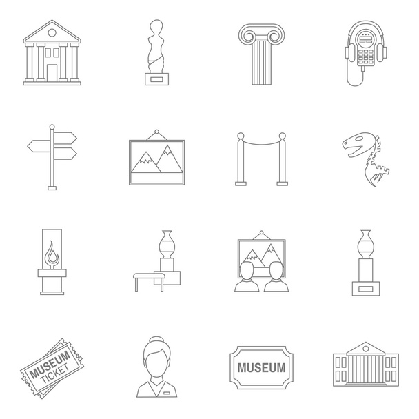 Museum icons outline - Vector, Image