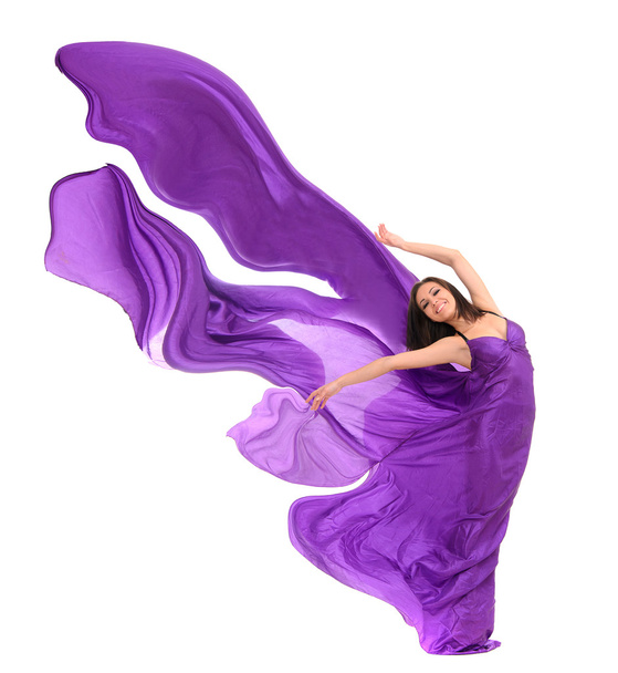 Tancerz kobieta w satyna fioletowy - Zdjęcie, obraz