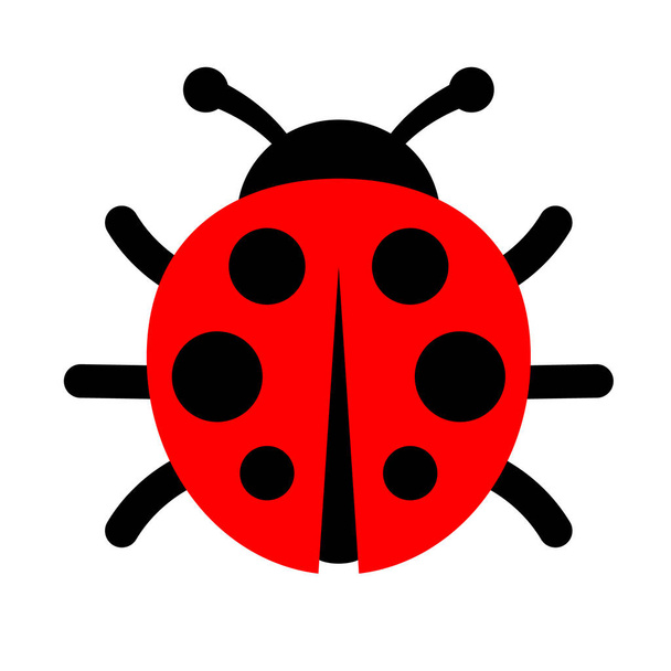 Ladybug or ladybird vector graphic illustration, isolated. Cute simple flat design of black and red lady beetle. - Vektor, Bild