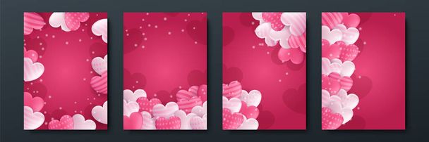 恋人ホワイトピンク3DバレンタインカバーA4デザインの背景。特別な日、女性の日、バレンタインデー、誕生日、母の日、父の日、クリスマス、結婚式、イベントのお祝いのためのデザイン. - ベクター画像