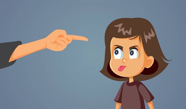 Parent Scolding Rude Misbehaving Daughter Vector Cartoon - Vetor, Imagem