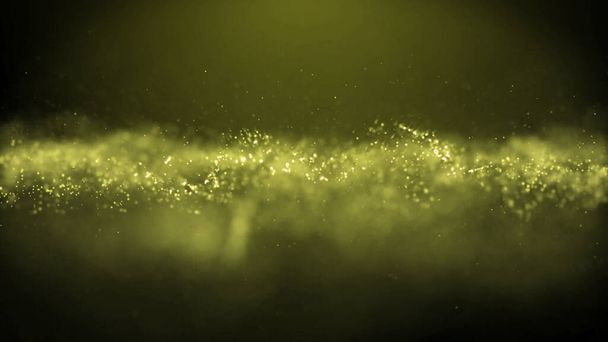 Keltaiset valon hiukkaset, jotka muodostavat varovasti pinnan - Valokuva, kuva