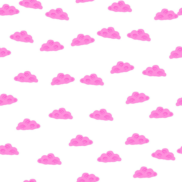 Cute clouds seamless pattern. Stylized children ornament. Repeated texture in doodle style for fabric, wrapping paper, wallpaper, tissue. Vector illustration. - Διάνυσμα, εικόνα
