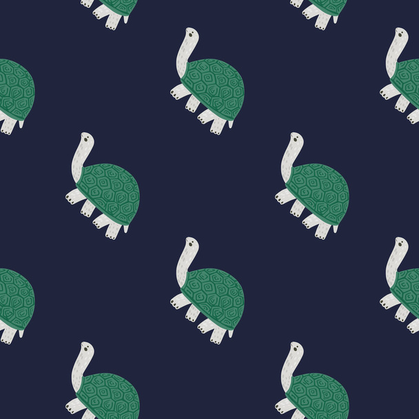 Cute turtles seamless pattern. Funny animals ornament. Repeated texture in doodle style for fabric, wrapping paper, wallpaper, tissue. Vector illustration. - ベクター画像