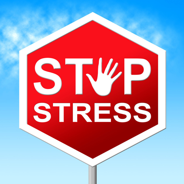 stres stop wskazuje znak ostrzegawczy i ostrożnie - Zdjęcie, obraz