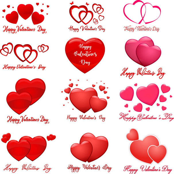 set of valentines day greeting card templates - Vector, afbeelding
