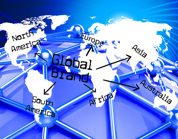 wereldmerk toont bedrijfsidentiteit en aarde - Foto, afbeelding