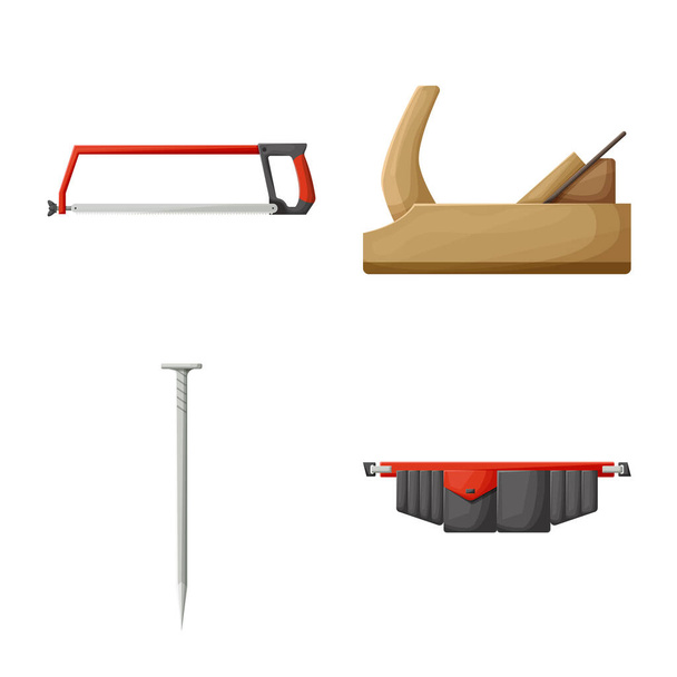 Vector illustration of tool and household symbol. Set of tool and repair stock symbol for web. - Vektori, kuva