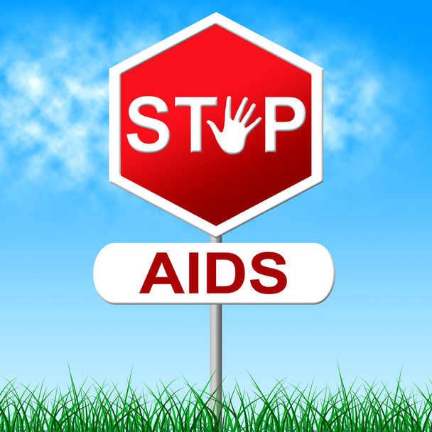 Aids Stop Represents Acquired Immunodeficiency Syndrome And Control - Photo, Image