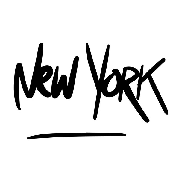 new york vector Handwritten text on isolated white baground vector hand written lettering - Vektör, Görsel