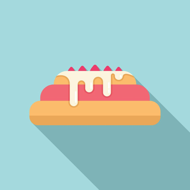 Cream cake icon flat vector. Happy birthday - Vektor, Bild
