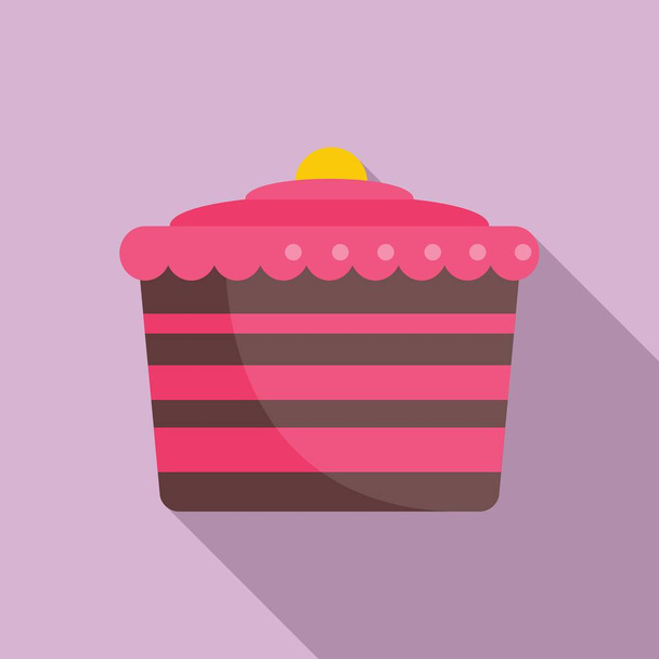 Decoration cake icon flat vector. Happy birthday - Vetor, Imagem