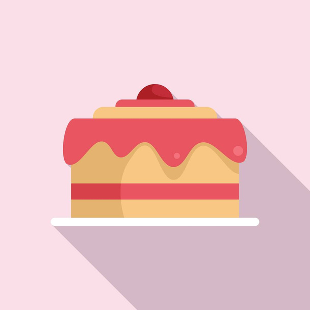 Muffin cake icon flat vector. Happy anniversary - Vektor, Bild