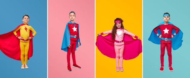 Children in colorful superhero costumes - Φωτογραφία, εικόνα