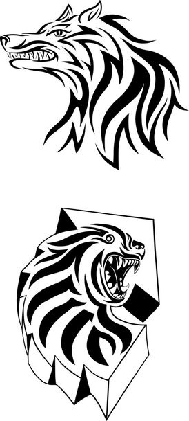 Lobo y cabeza de tigre
 - Vector, Imagen
