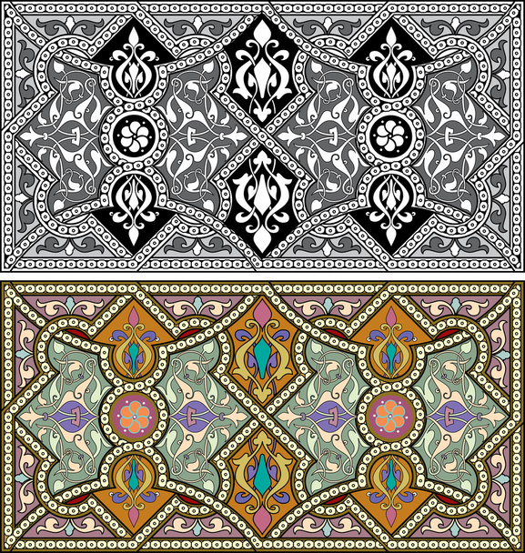 詳細な飾り、モノクロのアラベスク パターンのセットと  - ベクター画像