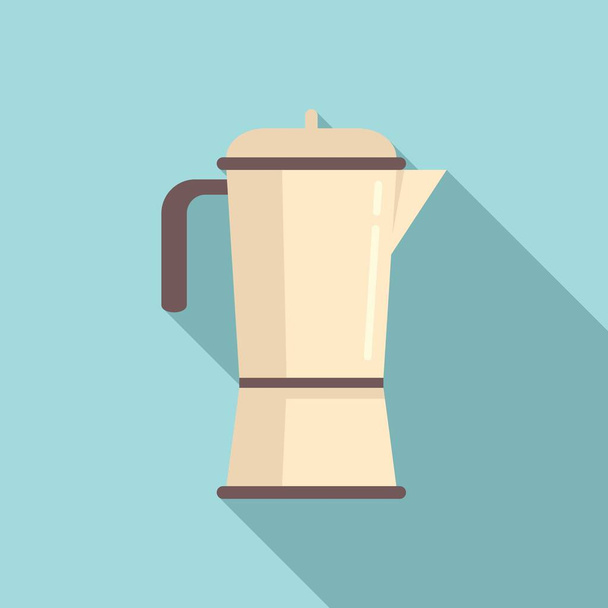 Coffee pot icon flat vector. Morning bean - Vecteur, image
