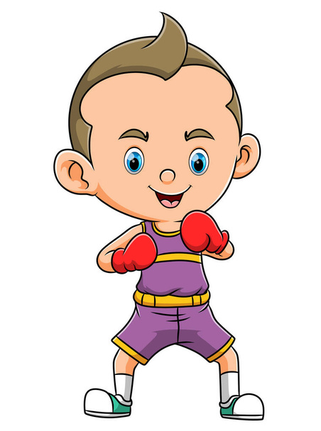 The professional boxing boy is ready for fight of illustration - Vetor, Imagem