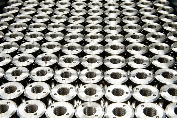 New fabrication steel rollers texture background. Metal industry. - 写真・画像
