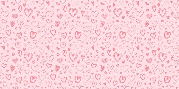 Цветной рисунок с сердцами. Бесшовная текстура. Print for your design. День Святого Валентина - Вектор,изображение