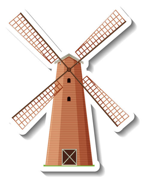 Moulin à vent isolé en illustration de style dessin animé - Vecteur, image